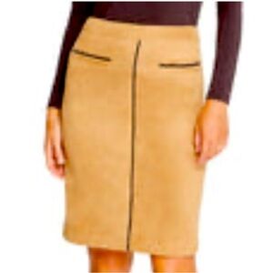 J.McLaughlin Tan Faux Suede Skirt tan black pencil size 8 soft